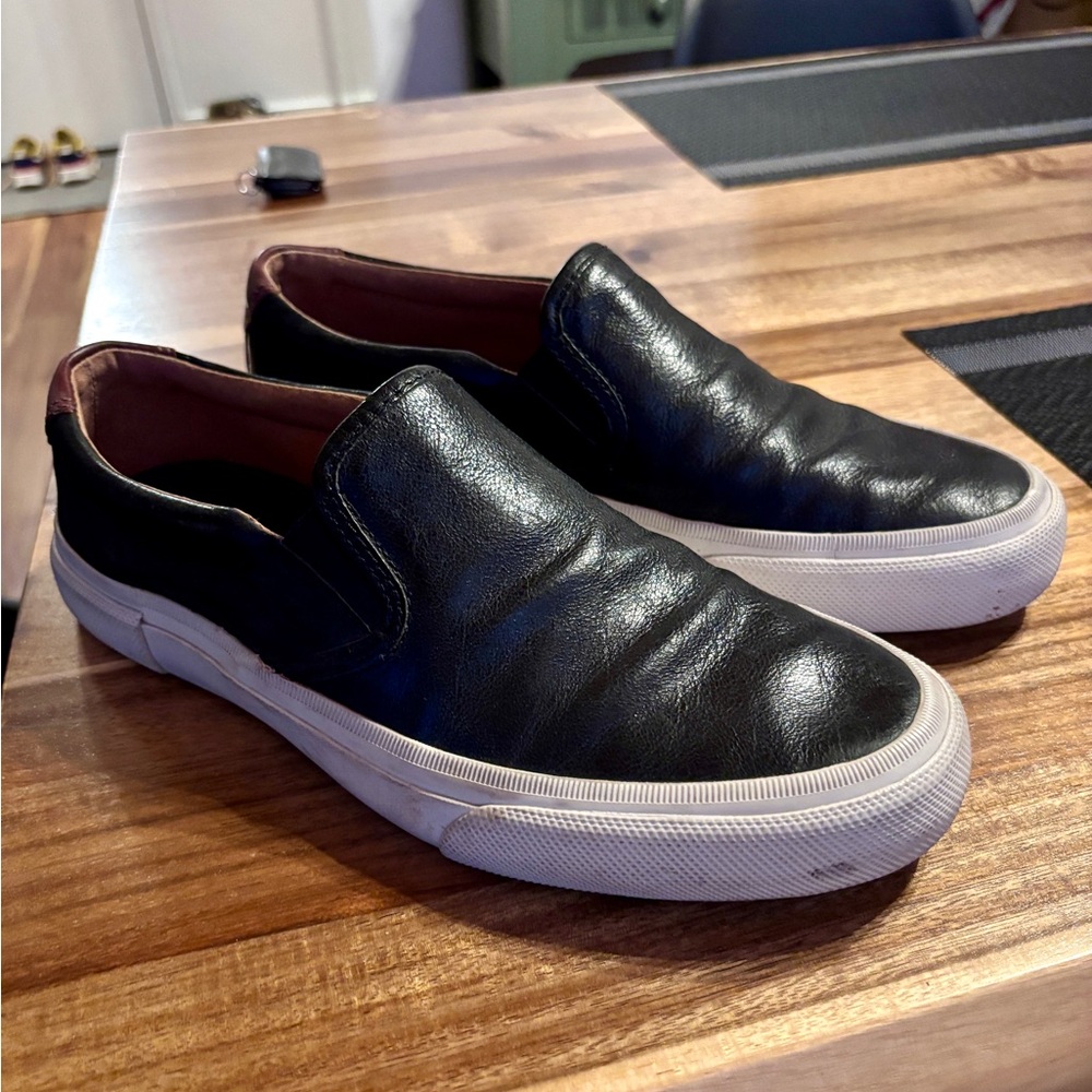 Frye Black Leather Slip-On Shoes